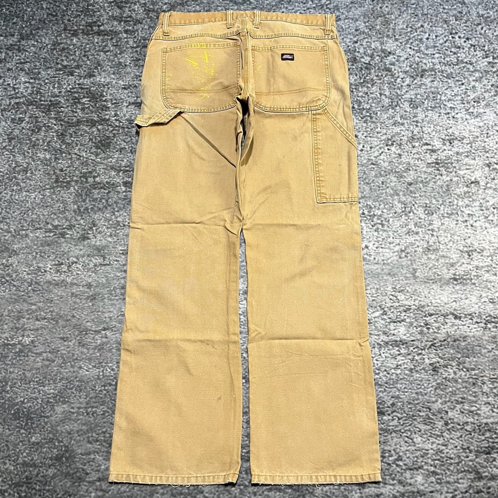 Dickies Carpenter Pants Mens 34x30 Tan Distressed Faded Workwear Utility Relaxed